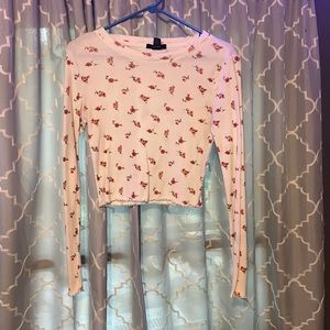 Forever 21 cropped flower long sleeve